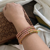 Single Line Kundan Bangle-Triangle -Light pink Glossy-g3649